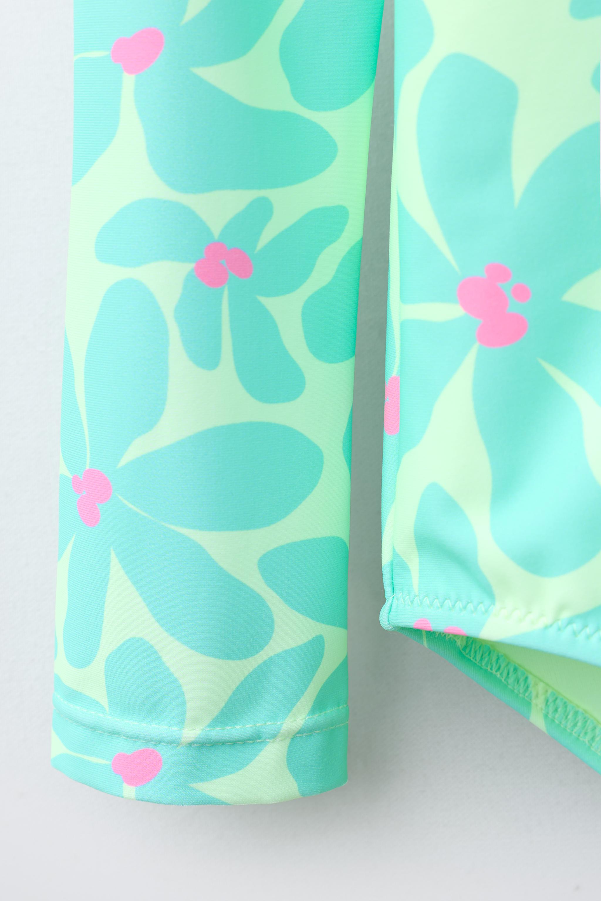 1-6 YEARS/ FLORAL PRINT LEOTARD SWIMSUIT